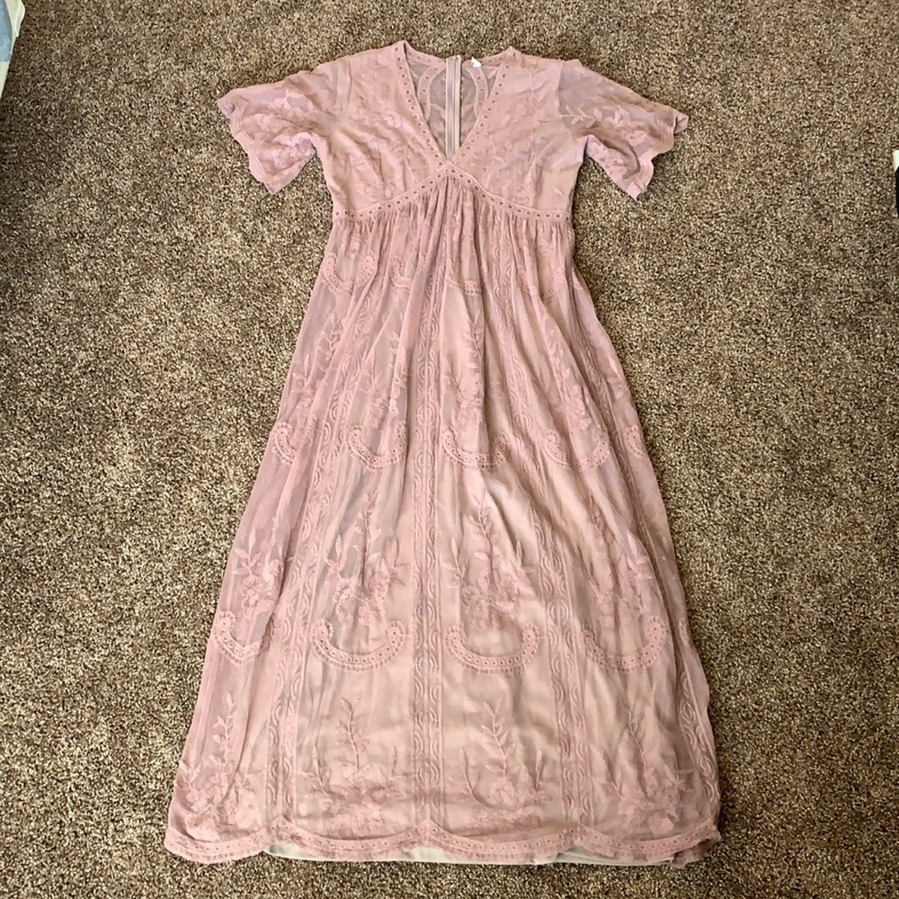 Mauve Maternity lace maxi dress